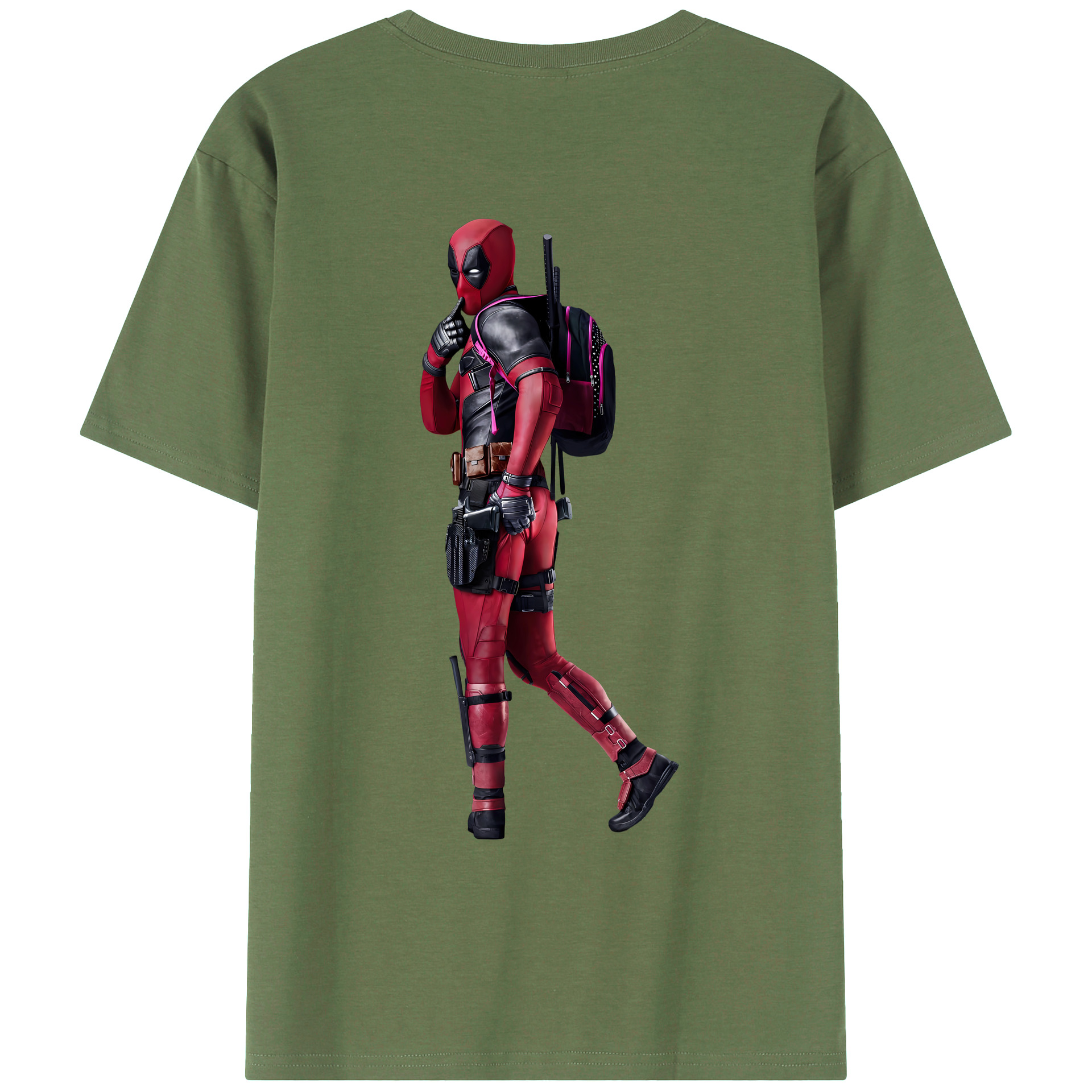 （画像用） Deadpool デッドプール 綿100％ メンズ半袖Tシャツ（バックプリント） 通気性